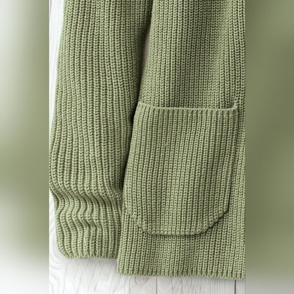 Coldwater Creek Patch Pocket Olive Green Shaker Cardigan, Sz. LARGE - Picture 3 of 9